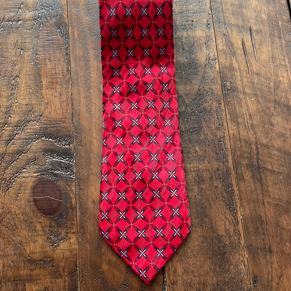 JZ Richards Extra Long Nordstrom Red and Blue Men’s Vintage Silk Nexktie